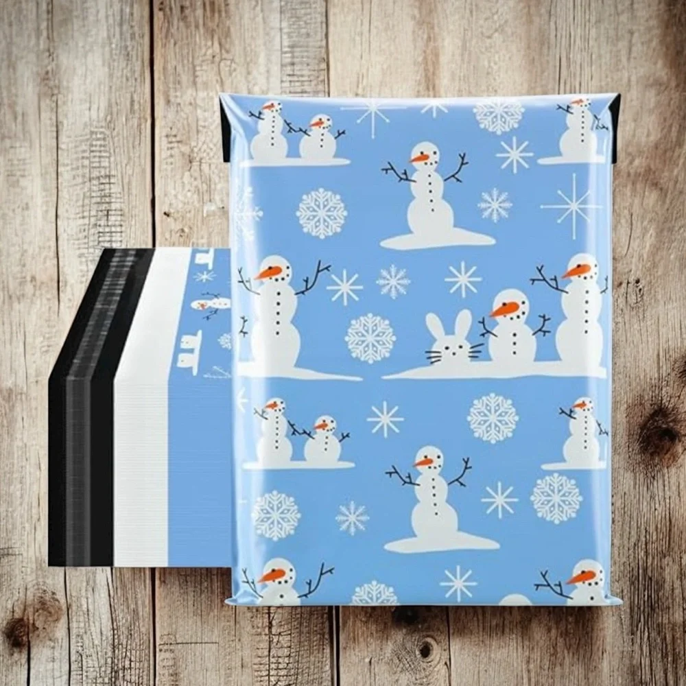 (10) 10x13 Christmas Snowman Poly Mailers
